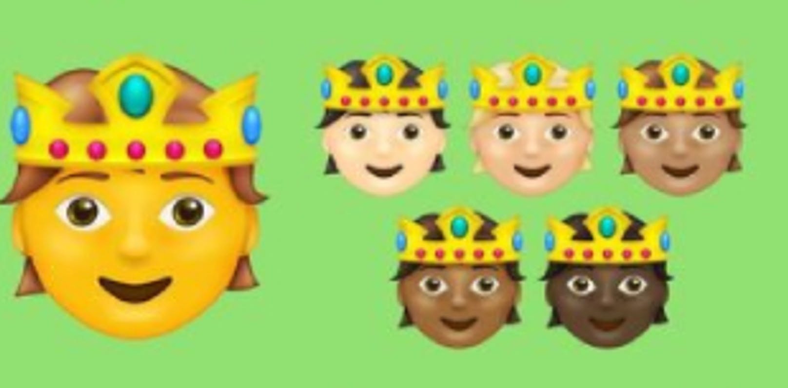 So auch beim Prinzen- und Prinzessinnen-Emoji – neu wird eine genderneutrale Person mit Krone verfügbar sein.