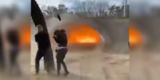 Video zeigt, wie heftig illegaler Böller explodiert