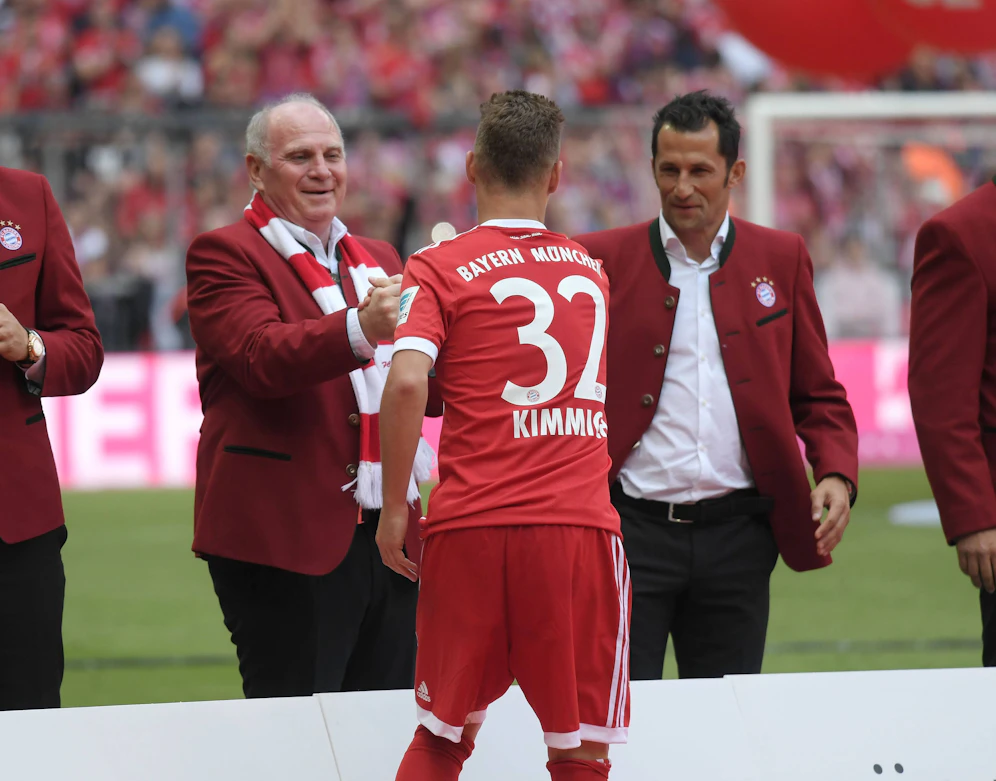 Ex-Bayern-Boss Uli Hoeneß (l.) und Joshua Kimmich