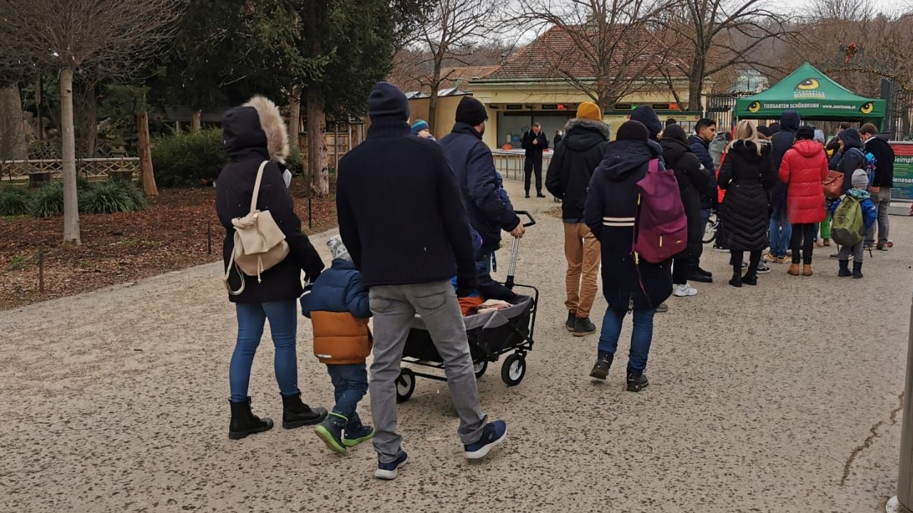 Meterlange Warte-Schlange vor dem Tiergarten Schönbrunn