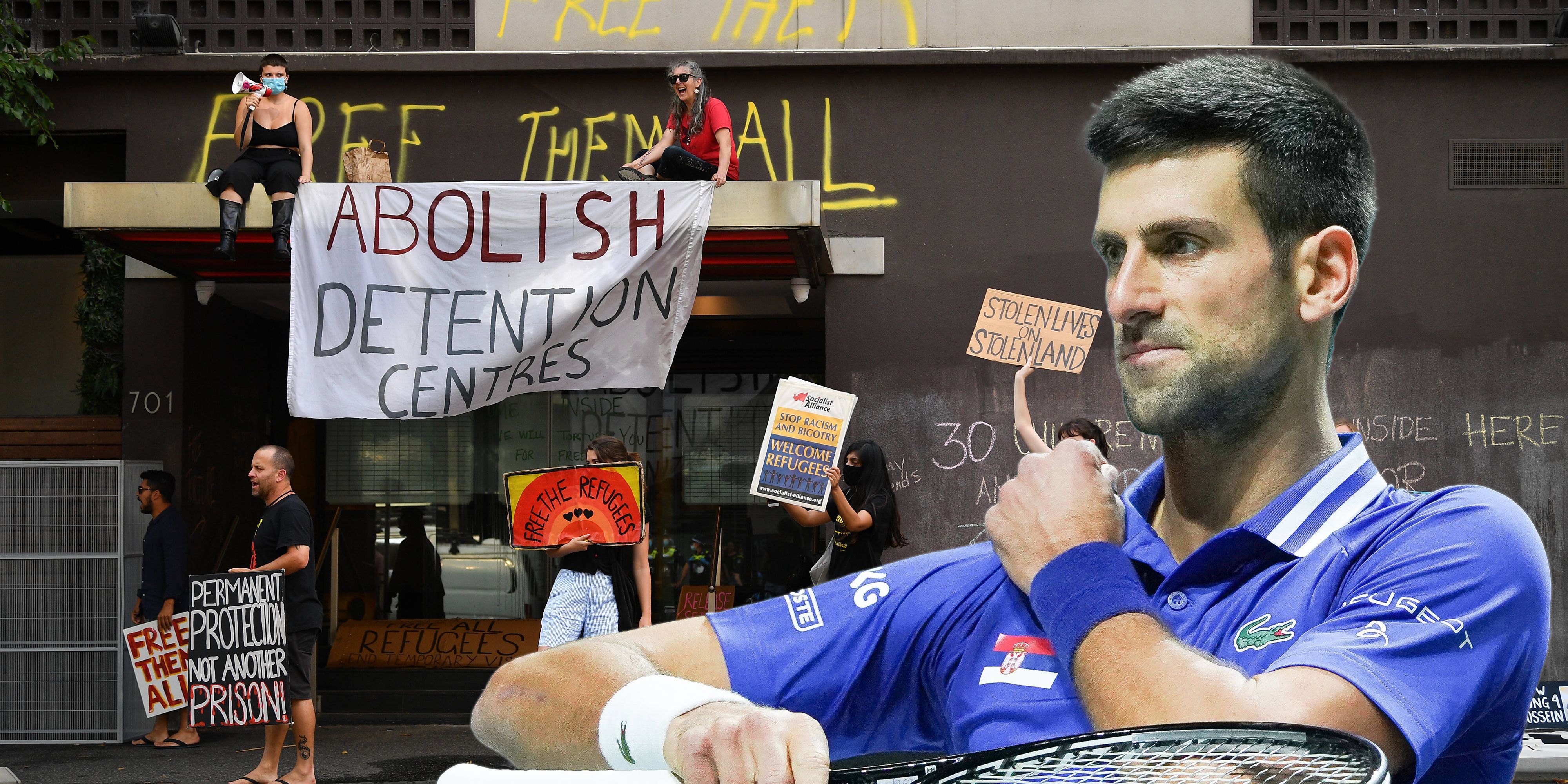 Novak Djokovic verbringt das Wochenende in diesem Flüchtlings-Center im Park Hotel.