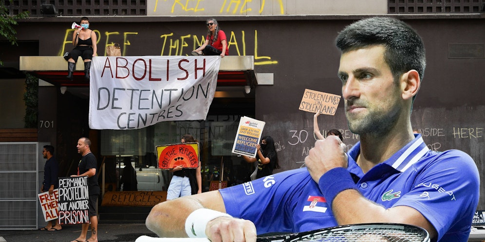 Novak Djokovic verbringt das Wochenende in diesem Flüchtlings-Center im Park Hotel.