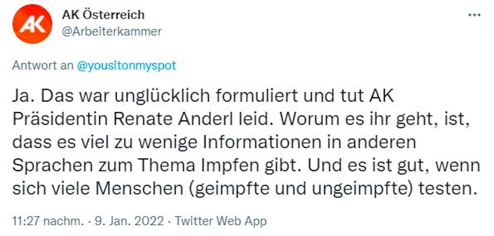 Die Reaktion der AK auf Anderls ORF-Auftritt.