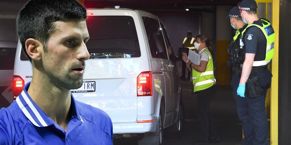Dieser Van soll Novak Djokovic aus dem Abschiebungs-Quartier abgeholt haben.