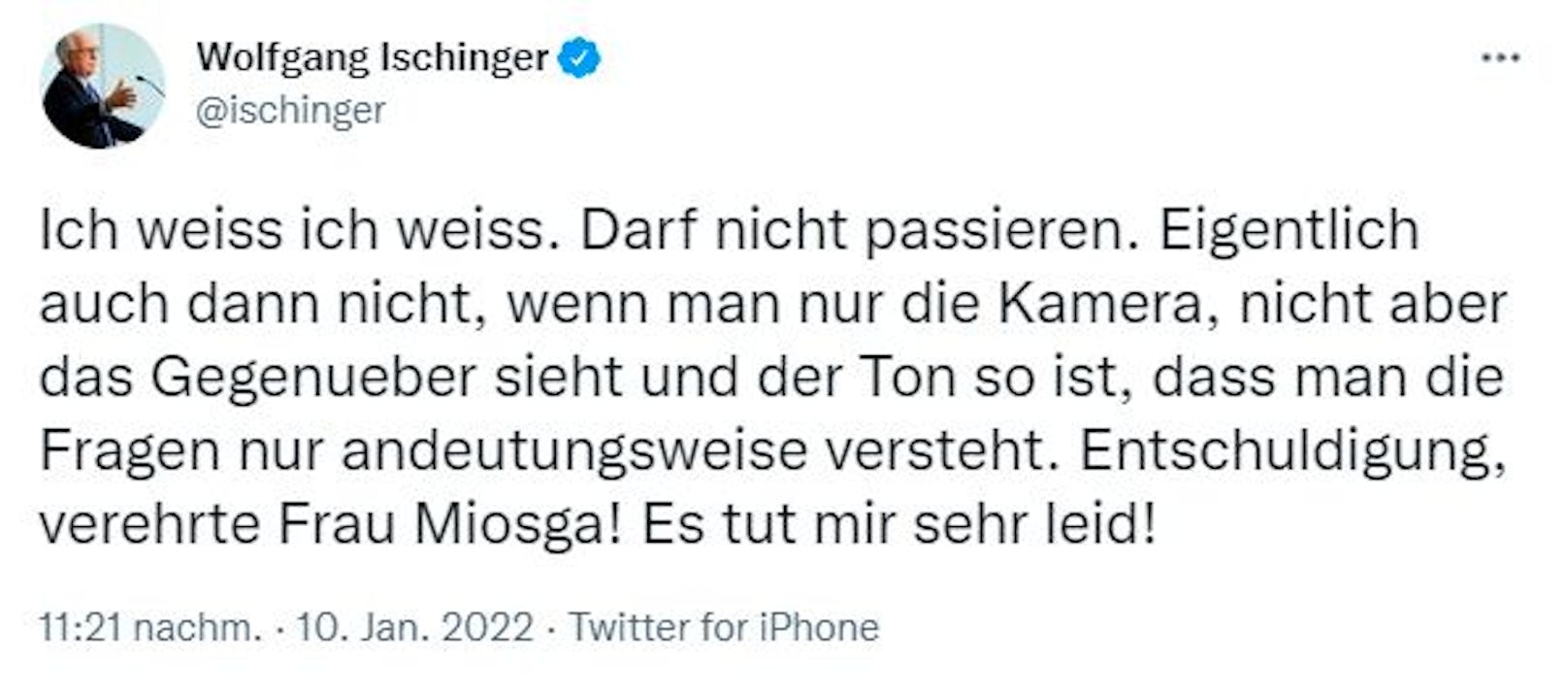 Ischinger war dieser Fehler im Nachhinein sichtlich peinlich. Via Twitter bat er den ARD-Star um Entschuldigung: "Es tut mir sehr leid!"