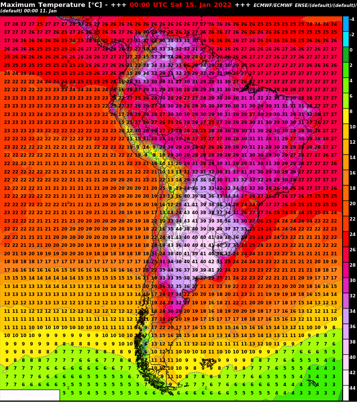 Prognose der Höchsttemperaturen am Freitag