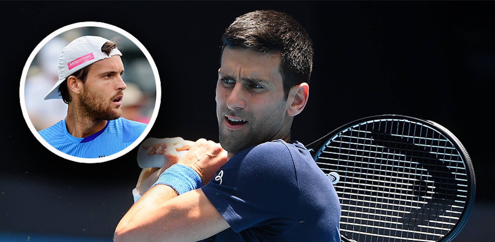 Tennis-Ass Joao Sousa teilt gegen Novak Djokovic aus. 