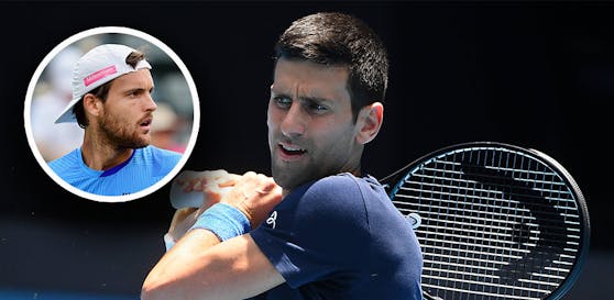 Tennis-Ass Joao Sousa teilt gegen Novak Djokovic aus. 