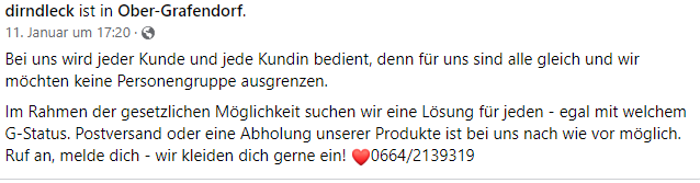 Neue Lösungen wegen 2G-Regel