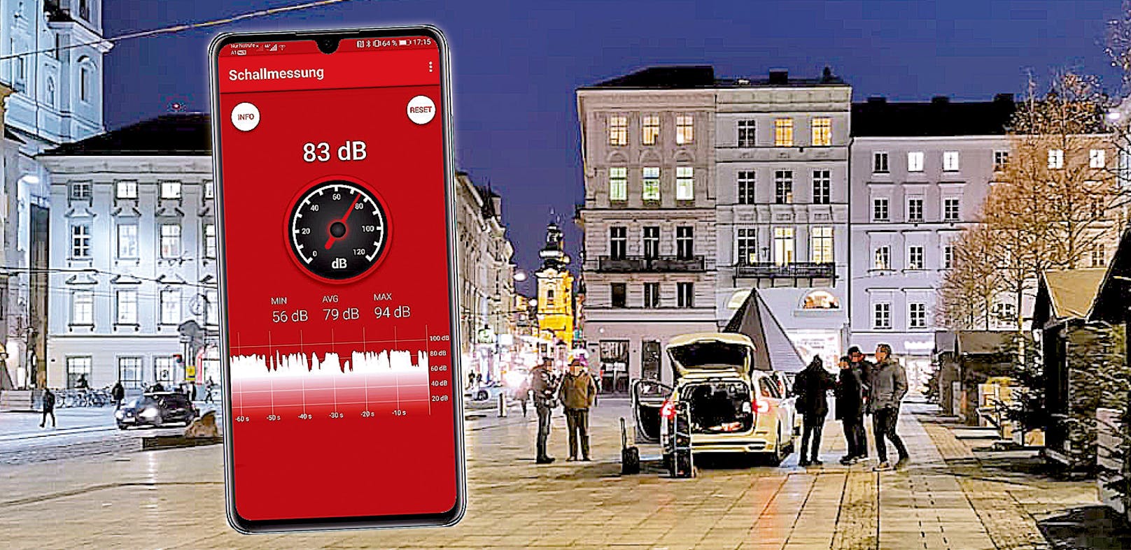 Wir haben mit einer Handy-App nachgemessen: Bis zu 94 Dezibel laut sind die täglichen Impfgegner-Demos in Linz – fast so laut wie eine Kettensäge.