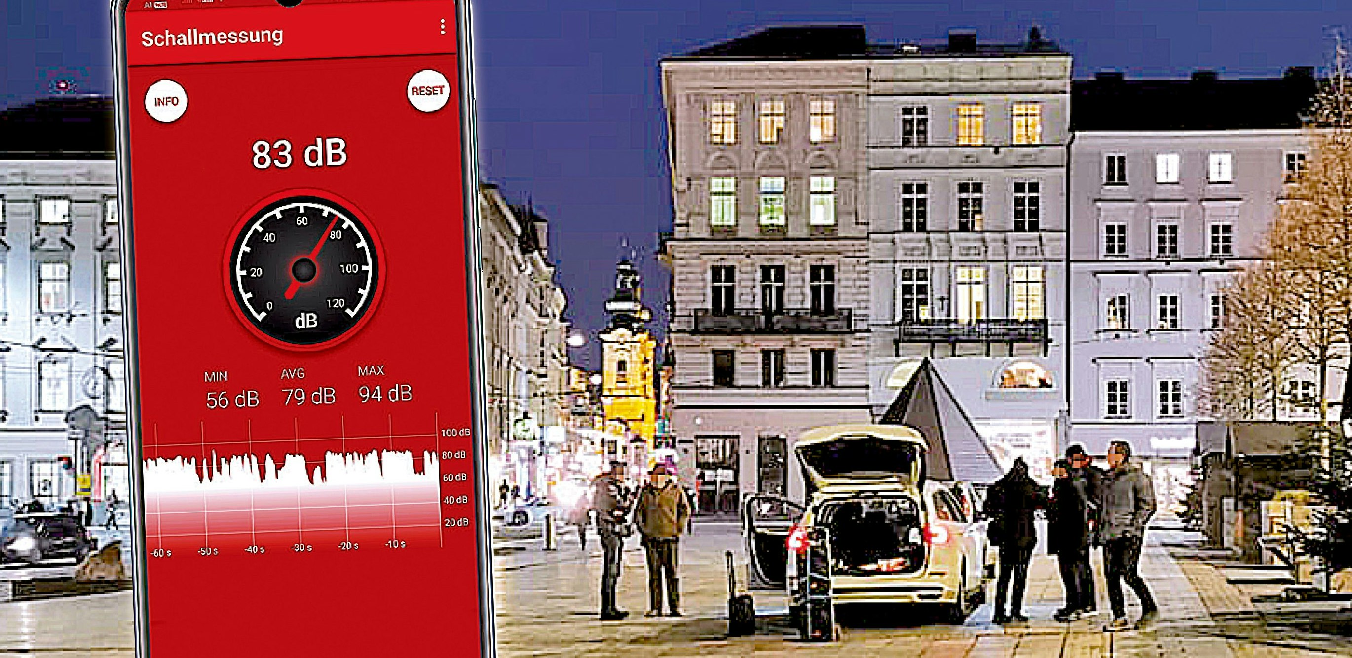 Wir haben mit einer Handy-App nachgemessen: So laut waren die Impfgegner Mittwochabend in Linz.