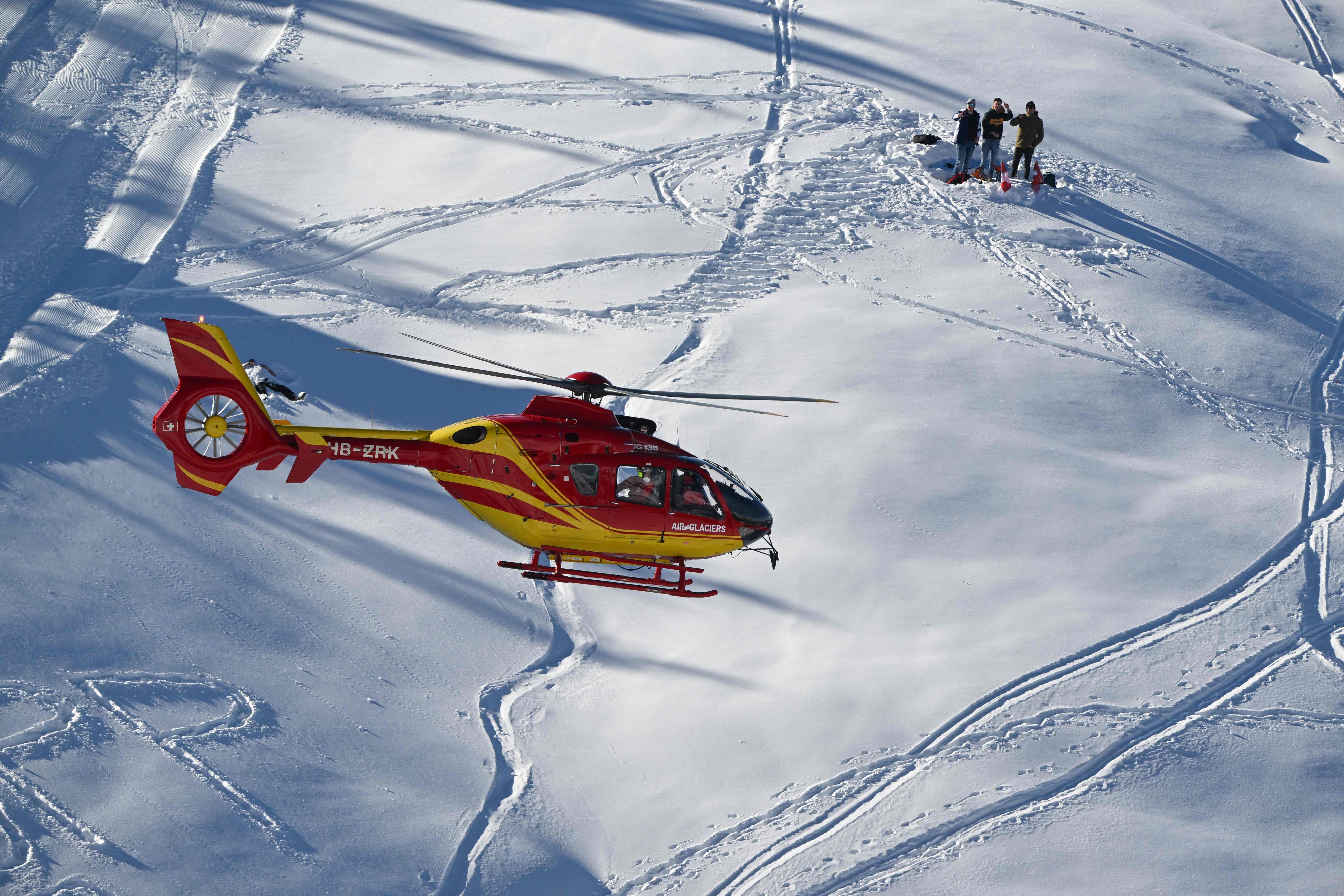 Der Hubschrauber musste in Wengen noch vor dem Start ausrücken. 