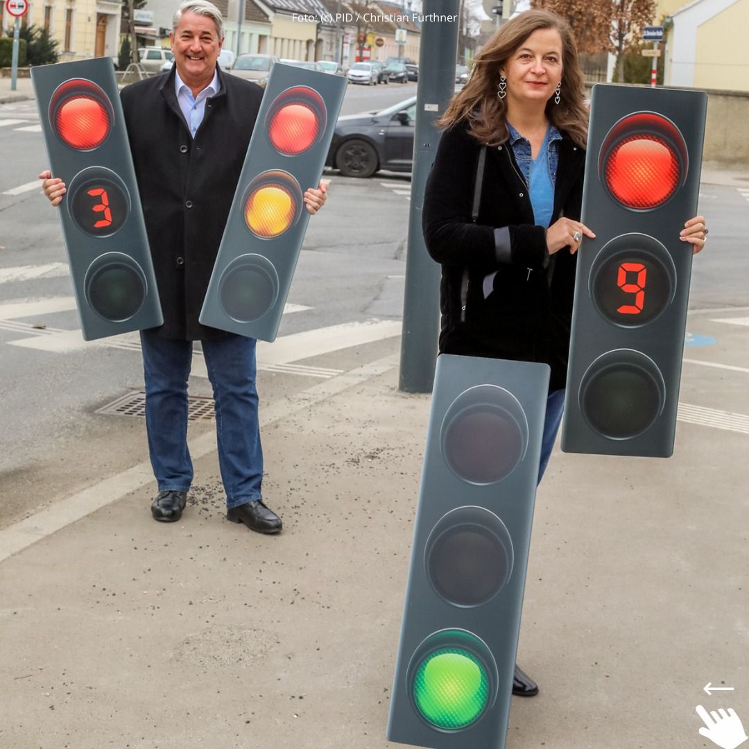 Eröffnet wurde Wiens erste Countdown Ampel vom Donaustädter Bezirksvorsteher Ernst Nevrivy und Stadträtin Ulli Sima (SPÖ).