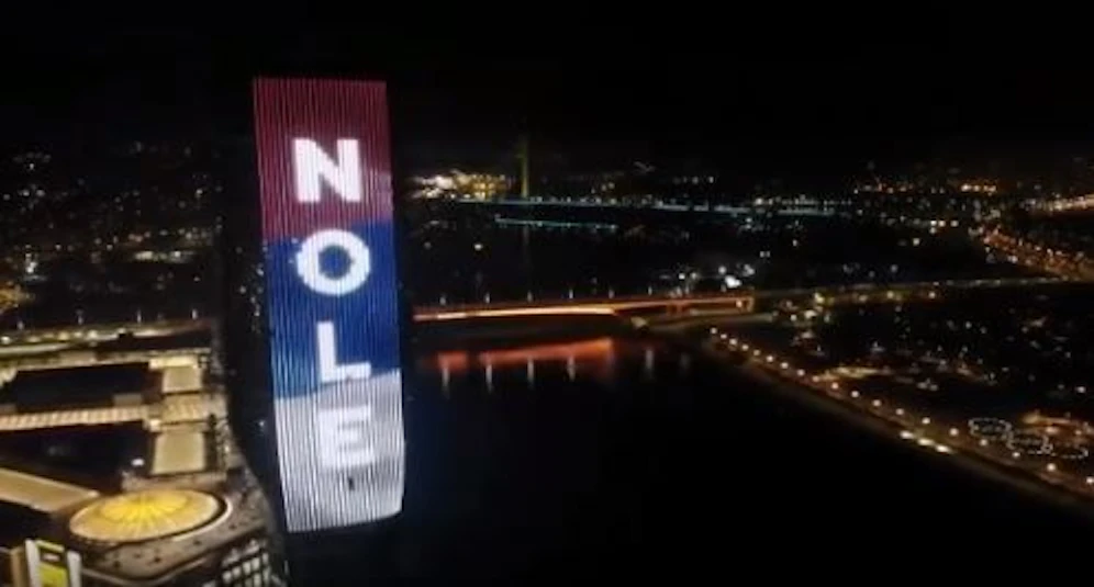 LED-Show am Belgrad Tower.