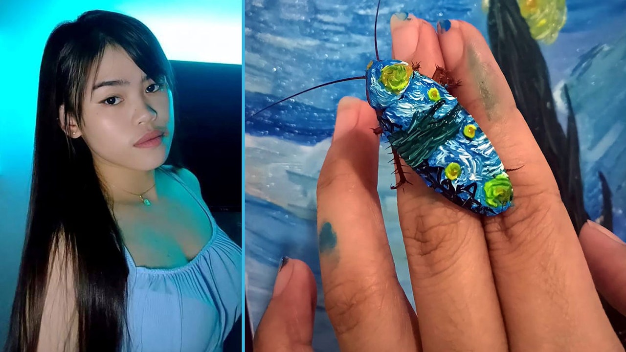 Heute.at - Buntes Krabbeln – Frau benützt Kakerlaken als Leinwand