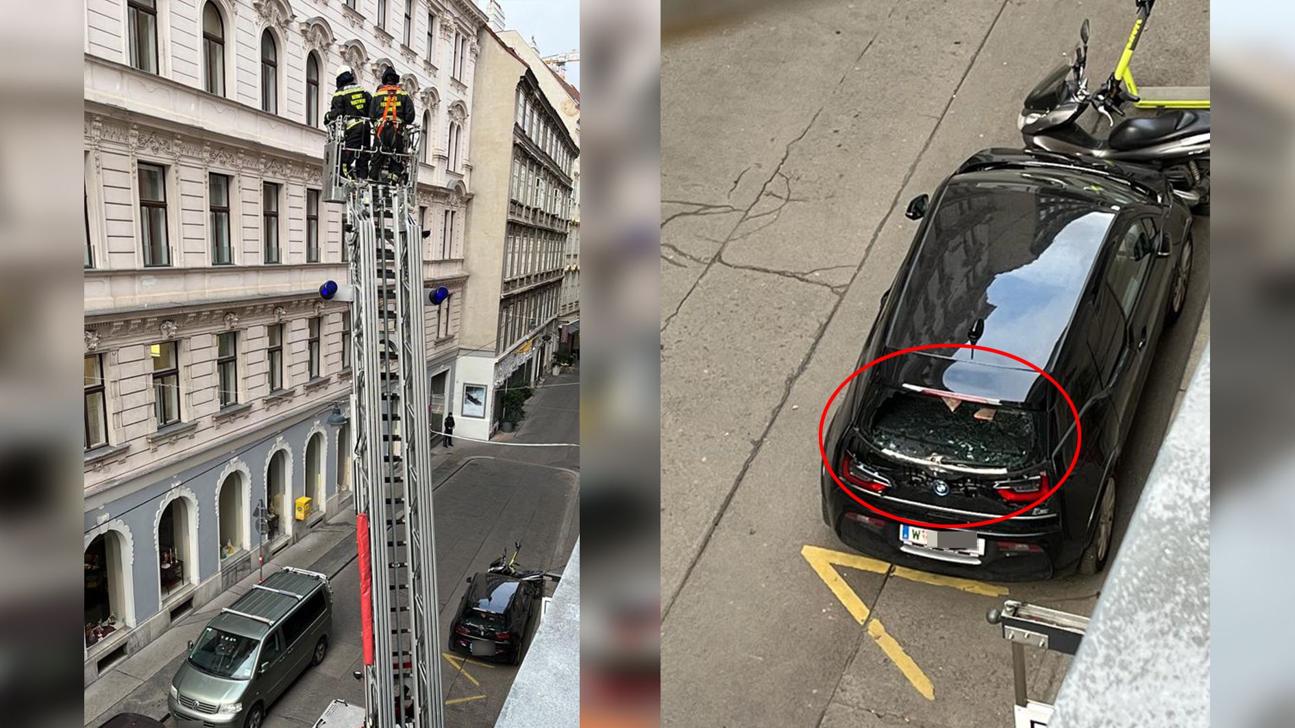 Die Feuerwehr war mit einer Drehleiter im Einsatz