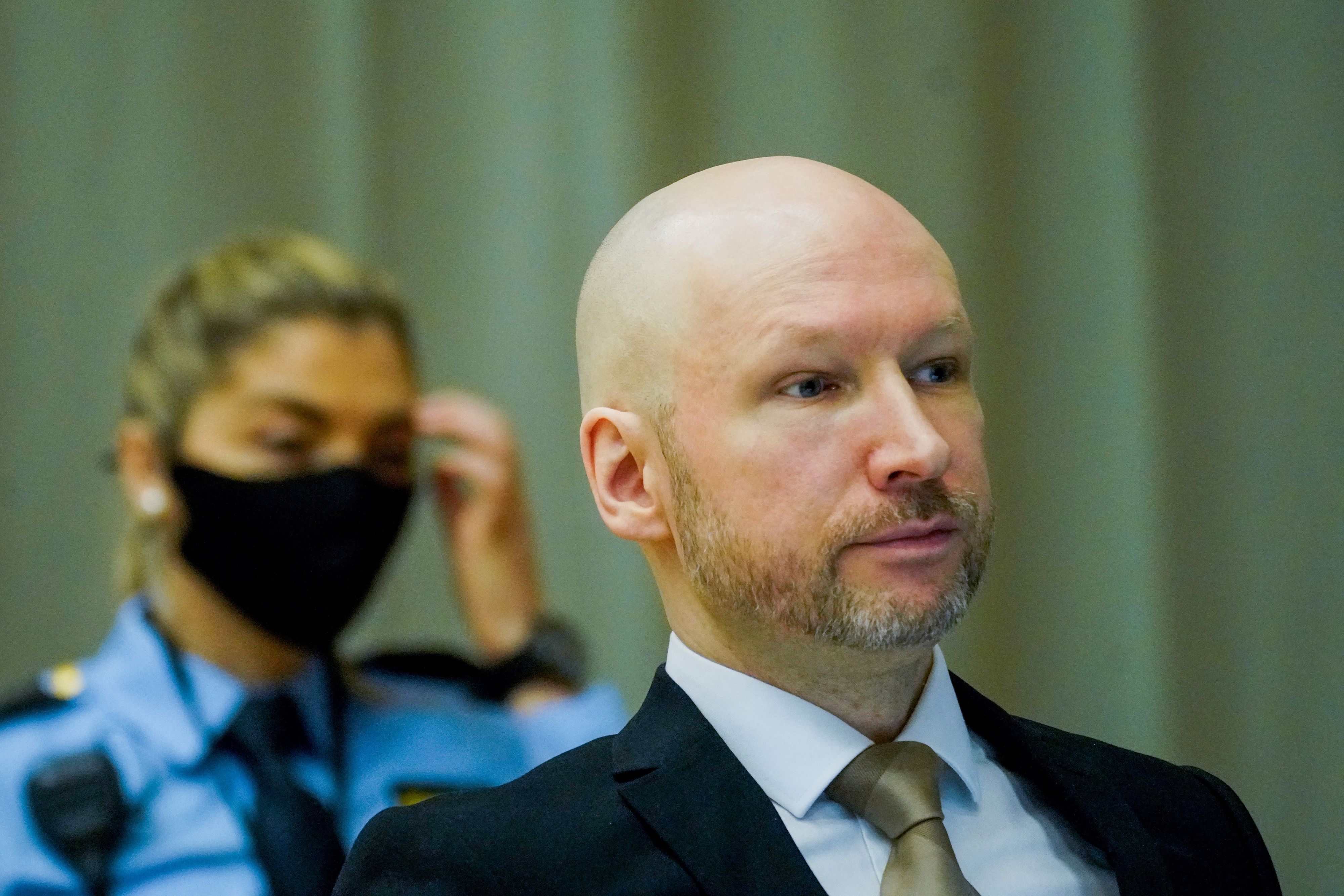 Der rechtsextreme Anders Breivik bei seiner heutigen Anhörung.