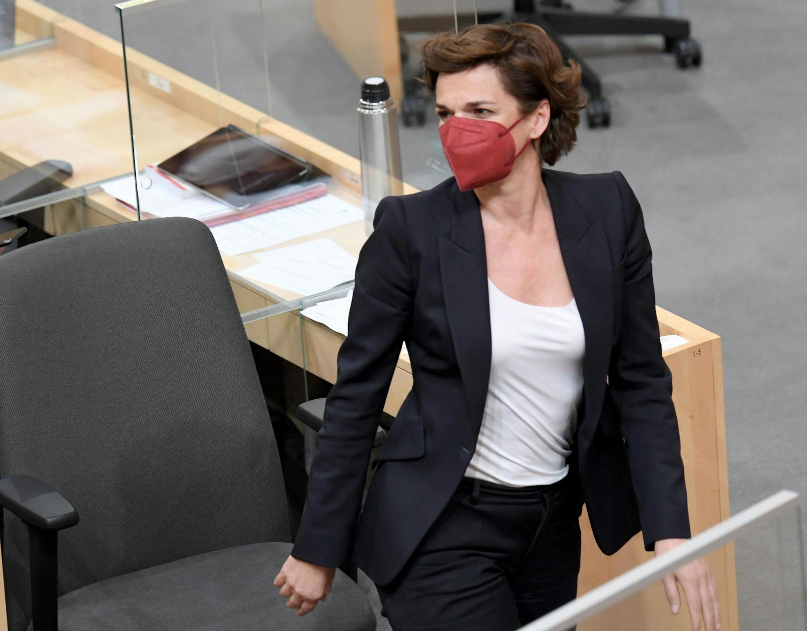 SPÖ-Chefin Pamela Rendi-Wagner während der Debatte zum Impfpflicht-Beschluss im Nationalrat am 20. Jänner 2022.