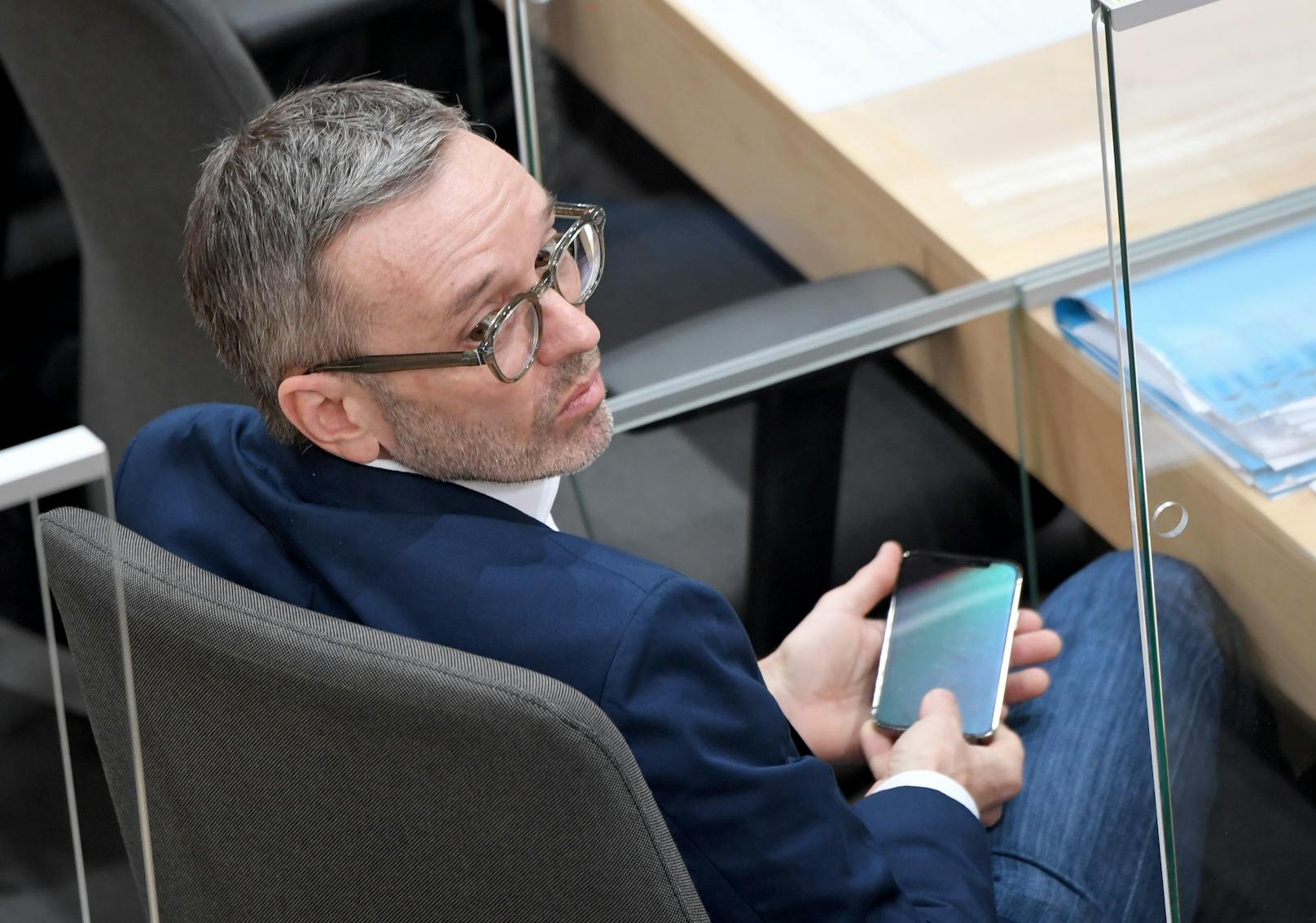 FPÖ-Chef Herbert Kickl während der Debatte zum Impfpflicht-Beschluss im Nationalrat am 20. Jänner 2022.
