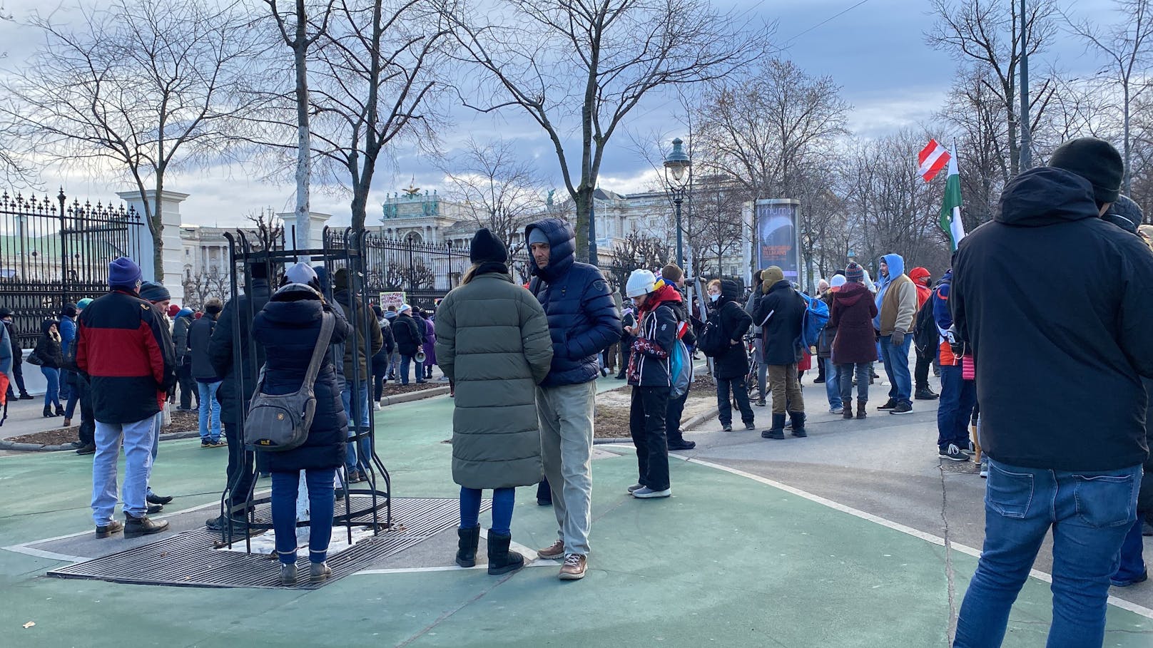 Die Demonstranten befinden sich auf der Ringstraße