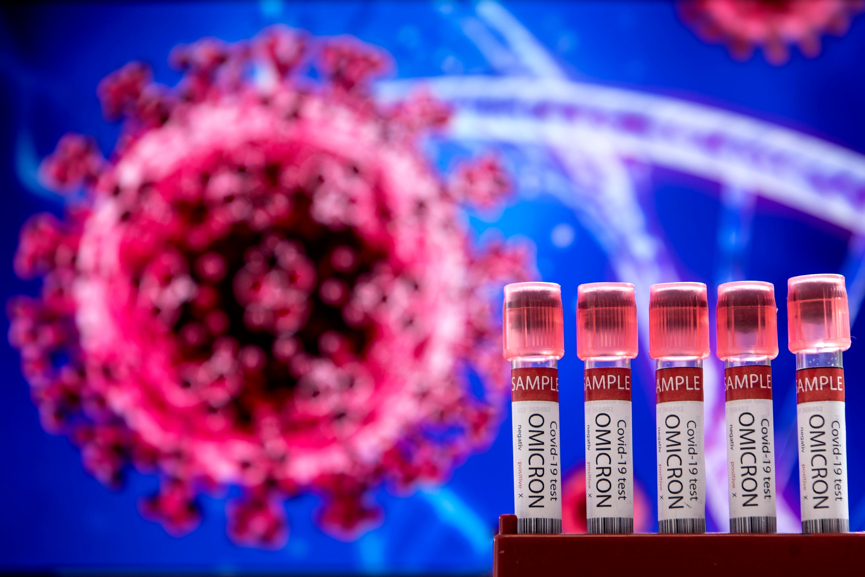 Download von www.picturedesk.com am 21.01.2022 (14:11).  SYMBOLBILD - Illustration für omicron, einen neuen Stamm des Coronavirus. Die Weltgesundheitsorganisation hat B.1.1.529 oder omicron als "besorgniserregende SARS-CoV-2-Variante" eingestuft und erklärt, dass sich dieses Virus schneller verbreiten kann als andere Formen des Coronavirus // Illustration for omicron, a new strain of coronavirus. The World Health Organization has classified B.1.1.529 or omicron as a worrying SARS-CoV-2 variant, declaring that it can spread faster than other forms of coronavirus. EXPA Pictures © 2022, PhotoCredit: EXPA/ Pixsell/ Igor Kralj *****ATTENTION - for AUT, SLO, SUI, SWE, ITA, FRA only***** - 20220120_PD11151 - Rechteinfo: Rights Managed (RM)