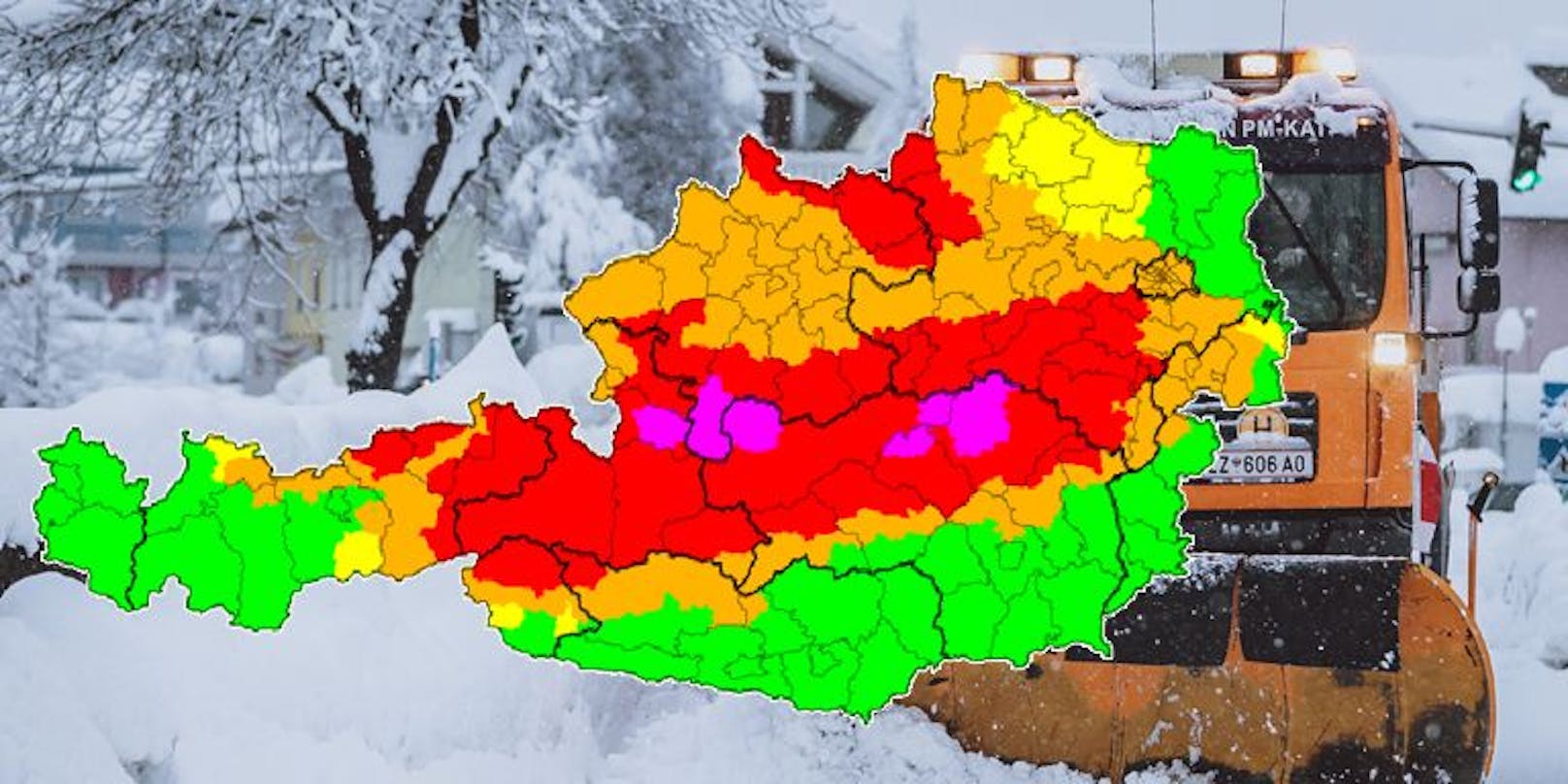Schnee-Alarm in Österreich.