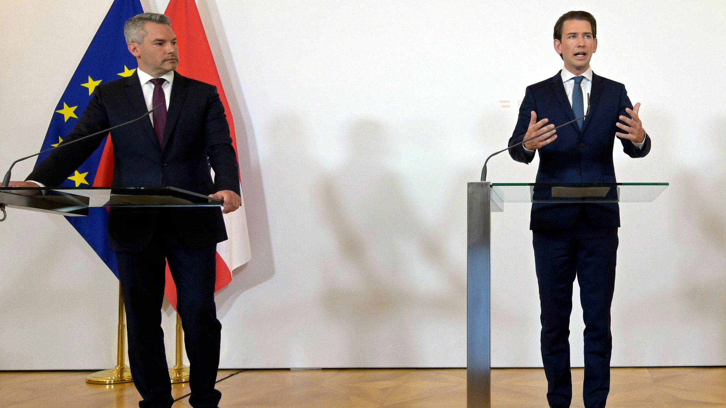 Bundeskanzler Nehammer und Alt-Kanzler Kurz.