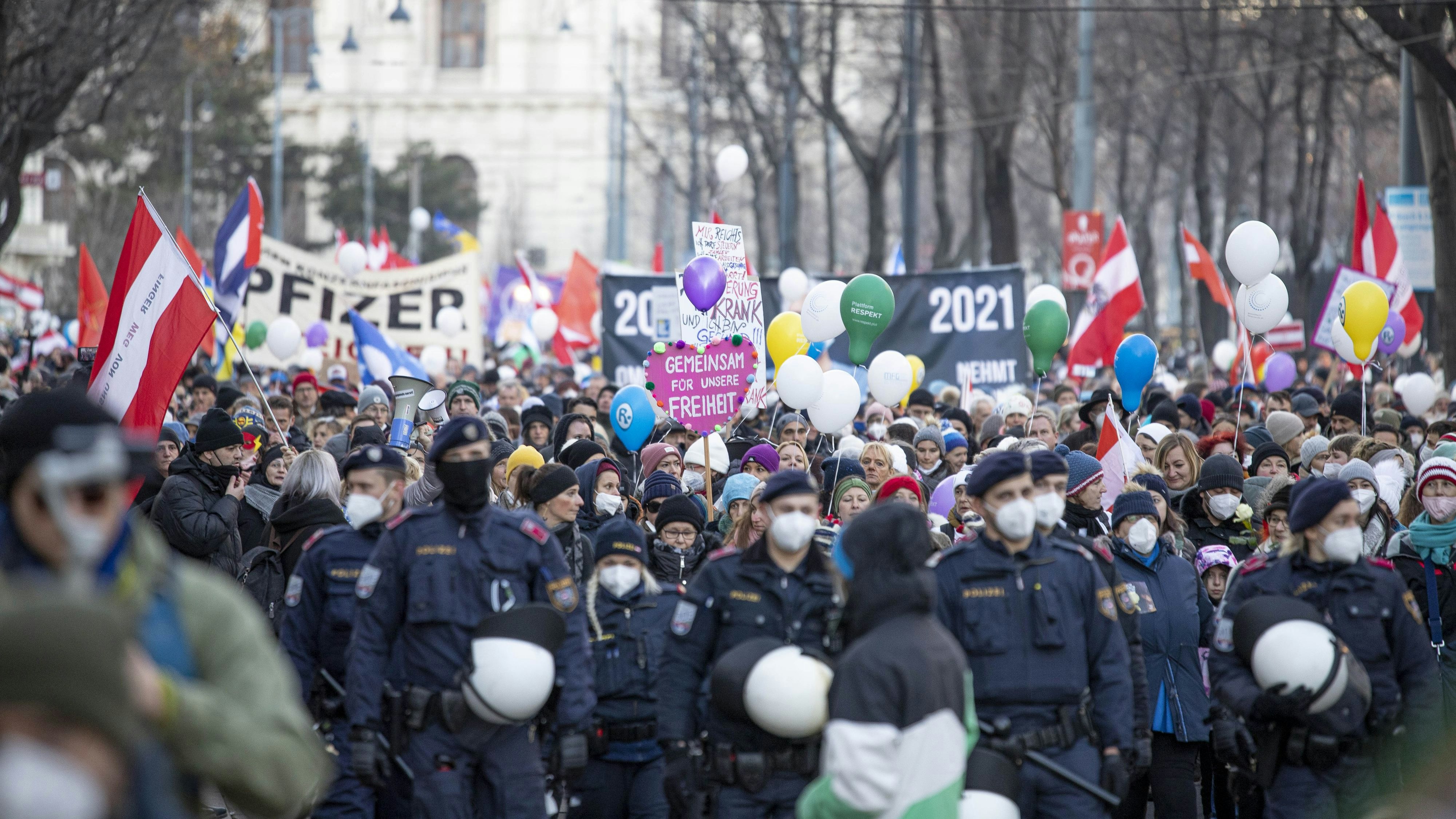 Corona-Demo in der Wiener Innenstadt
