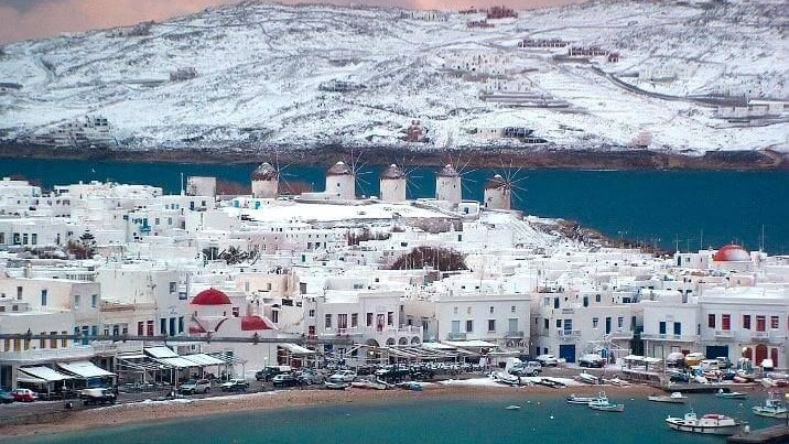 Mykonos & co: Verschneite Urlaubsinseln