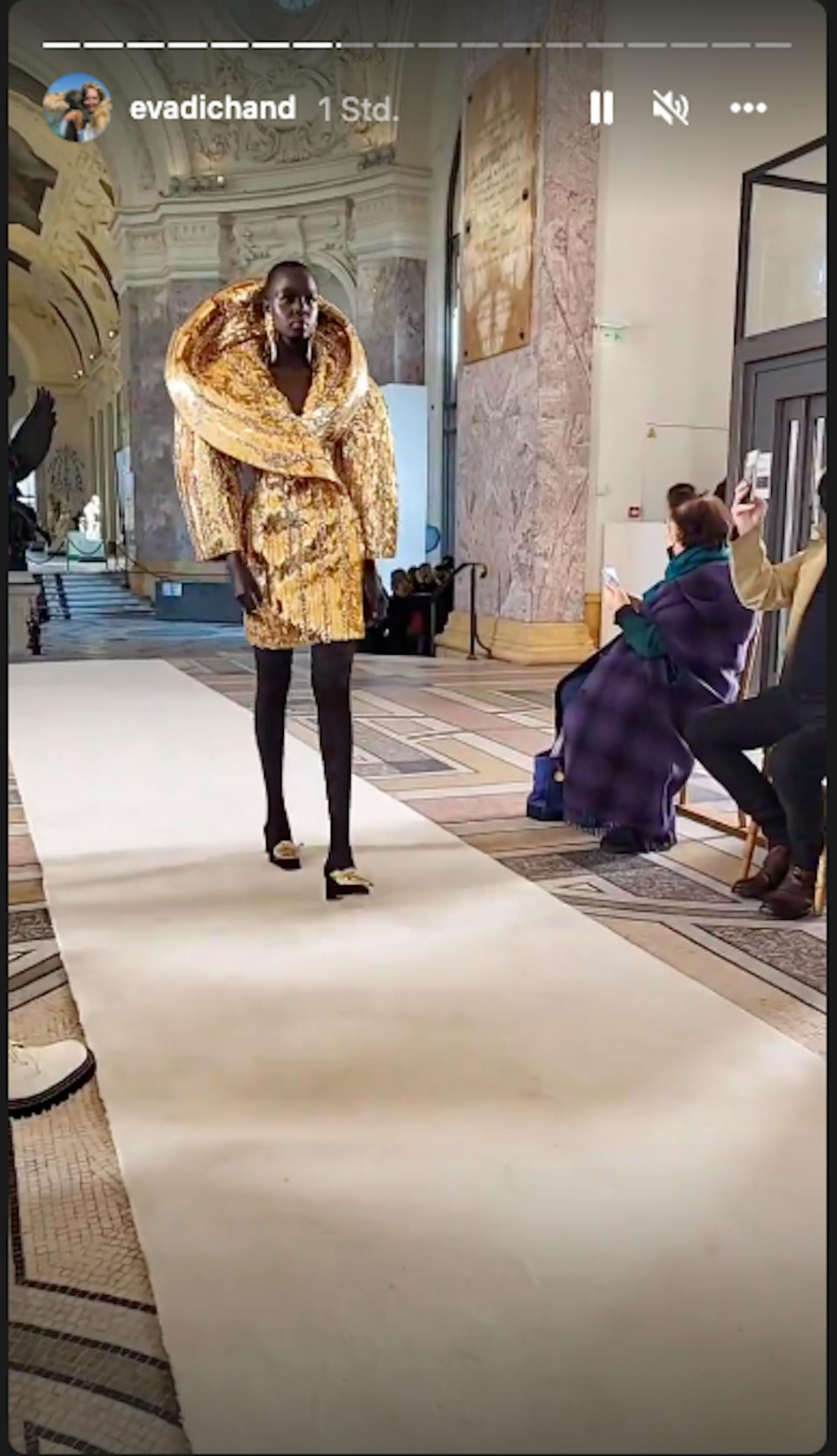 <em>"Heute"</em>-Herausgeberin Eva Dichand teilte auf ihrem Instagram-Account die neuesten Schiaparelli-Kreationen vom Laufsteg in Paris.