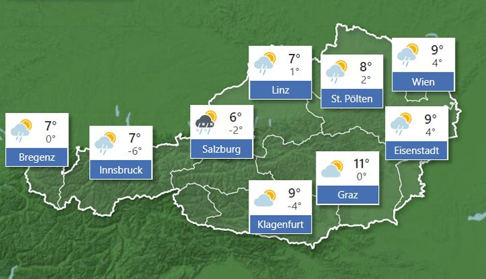 Wetterprognose für <strong>Sonntag</strong>, 30. Jänner 2022.