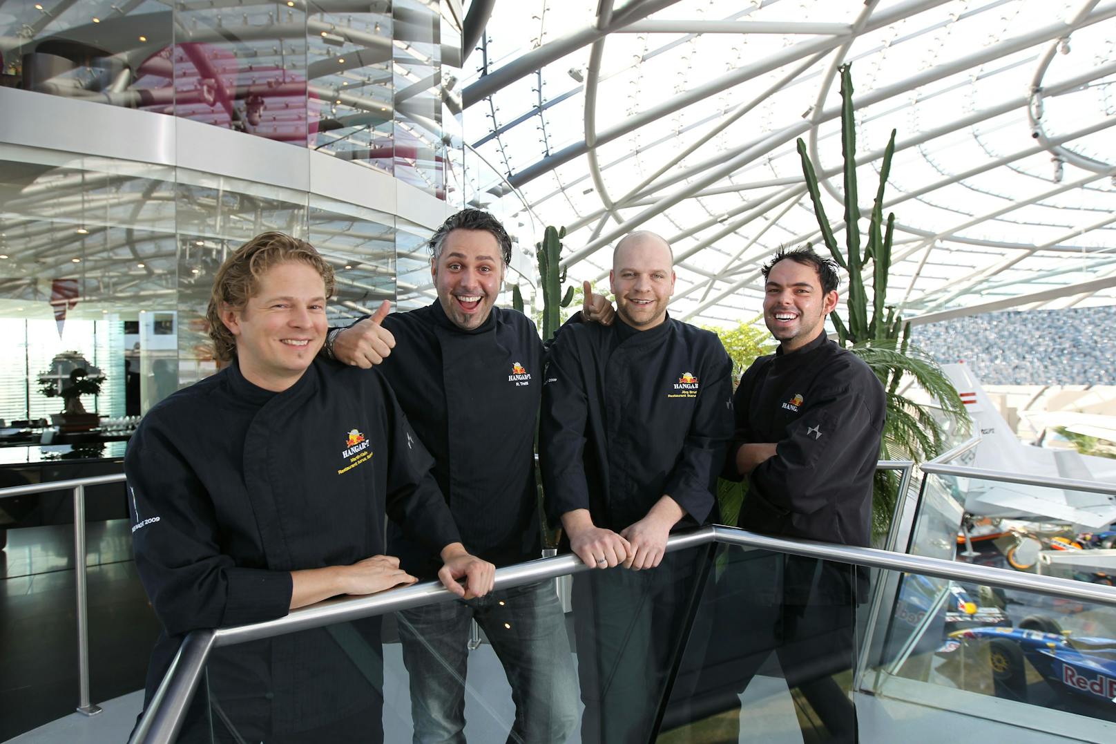Patron Roland Trettl mit seinen Kochkollegen Jörg Bruch, Martin
Klein und Thommy Damanic, 2011.