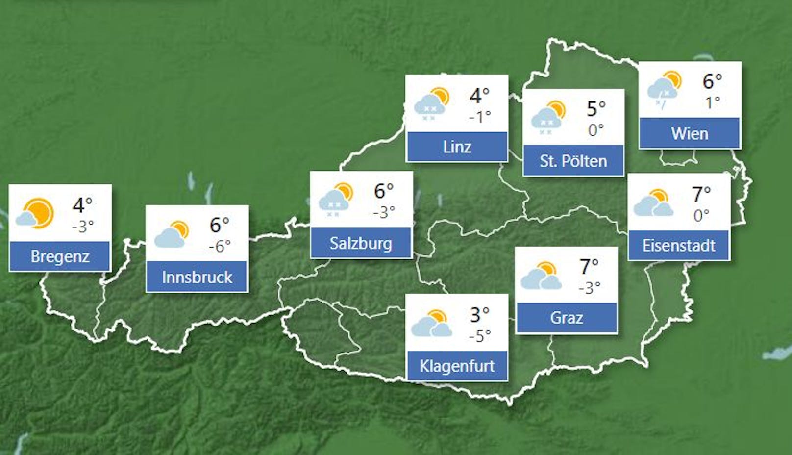 Wetterprognose für <strong>Donnerstag</strong>, 27. Jänner 2022.