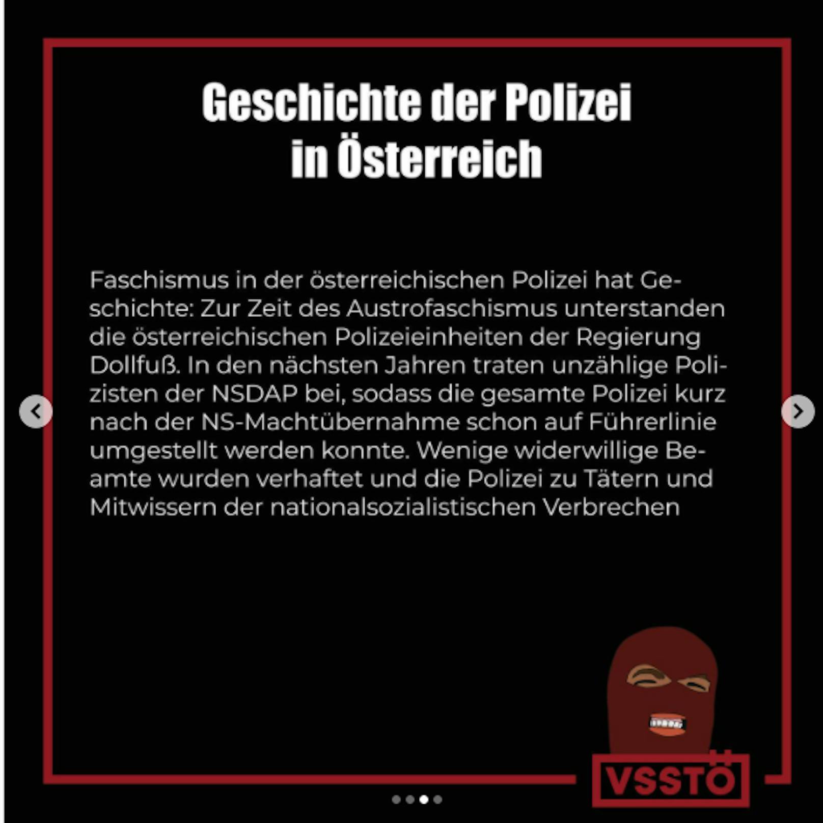 Der VSStÖ behauptet, dass die Polizei zu "Tätern und Mitwissern der nationalsozialistischen Verbrechen" wurde.