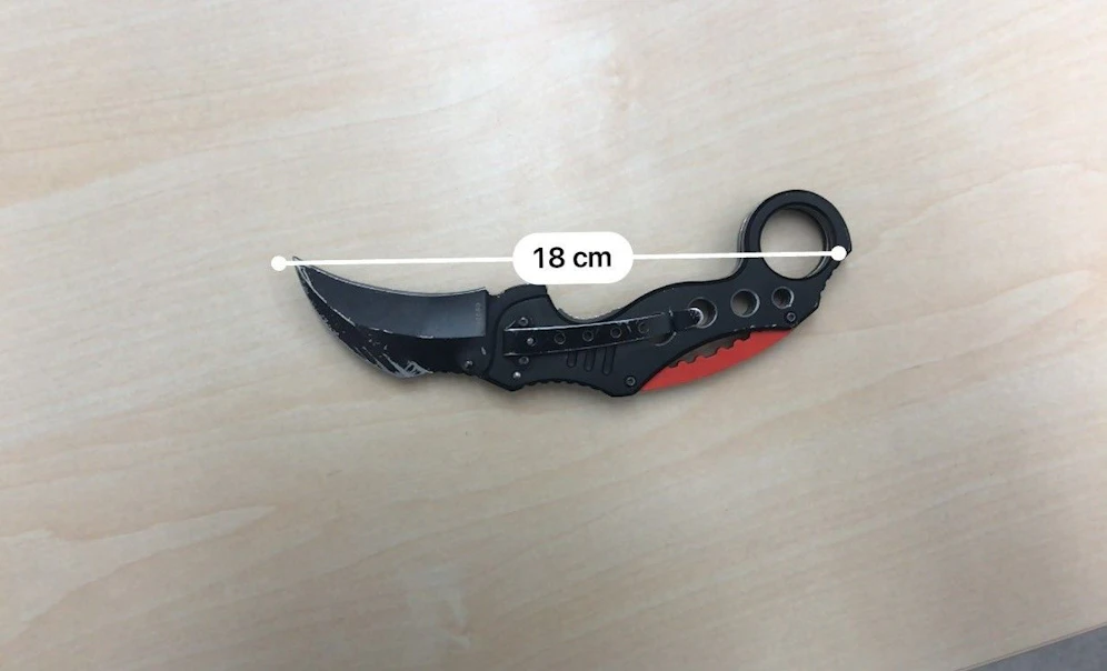 Mit diesem 18 Zentiemter langen Messer drohte der Österreicher den Beamten.