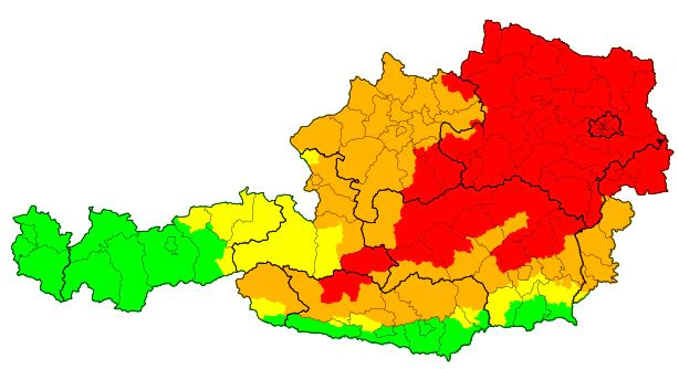Aktuelle Sturmwarnungen in Österreich.