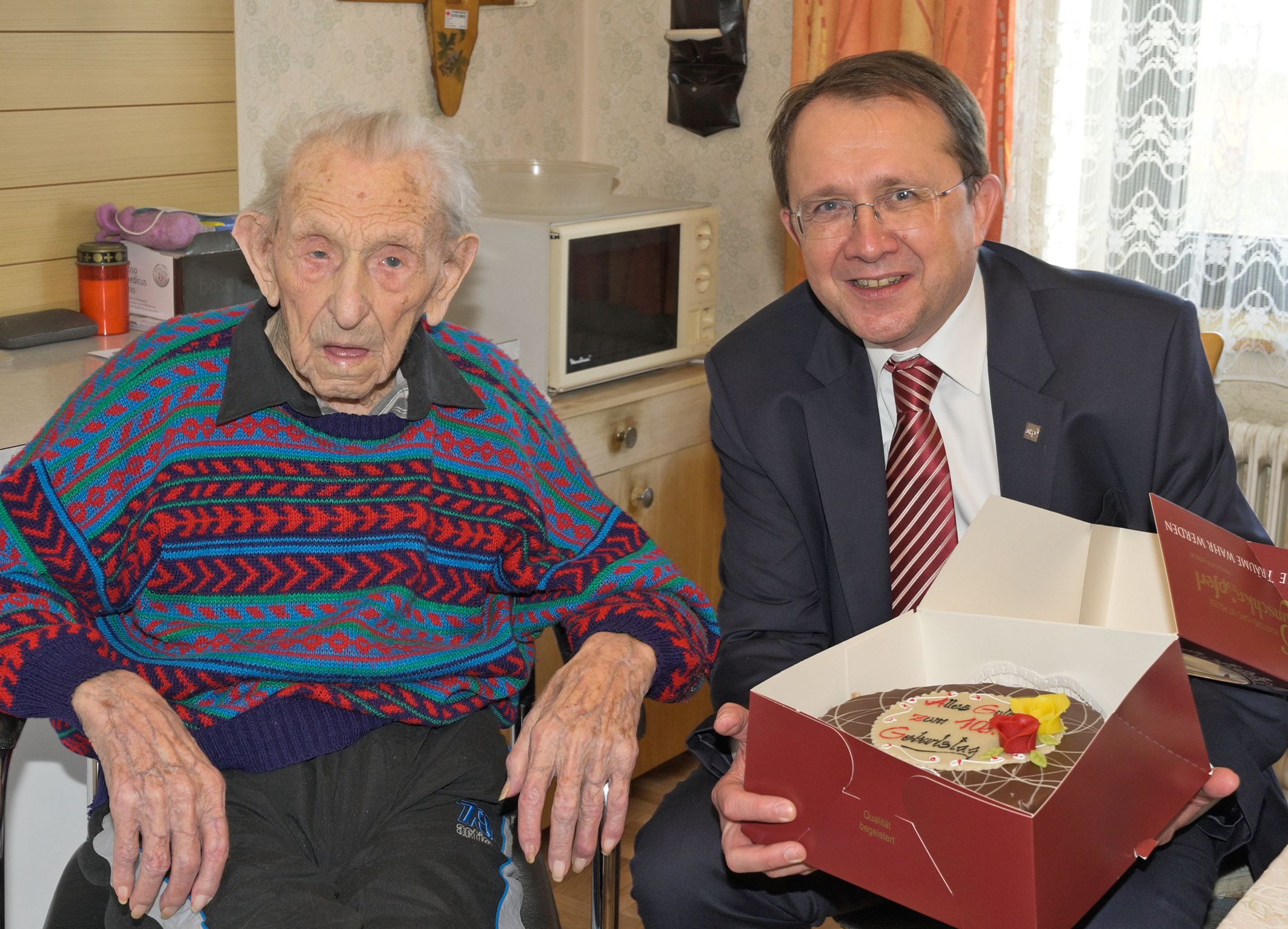 Franz Wielander mit Bürgermeister Matthias Stadler.