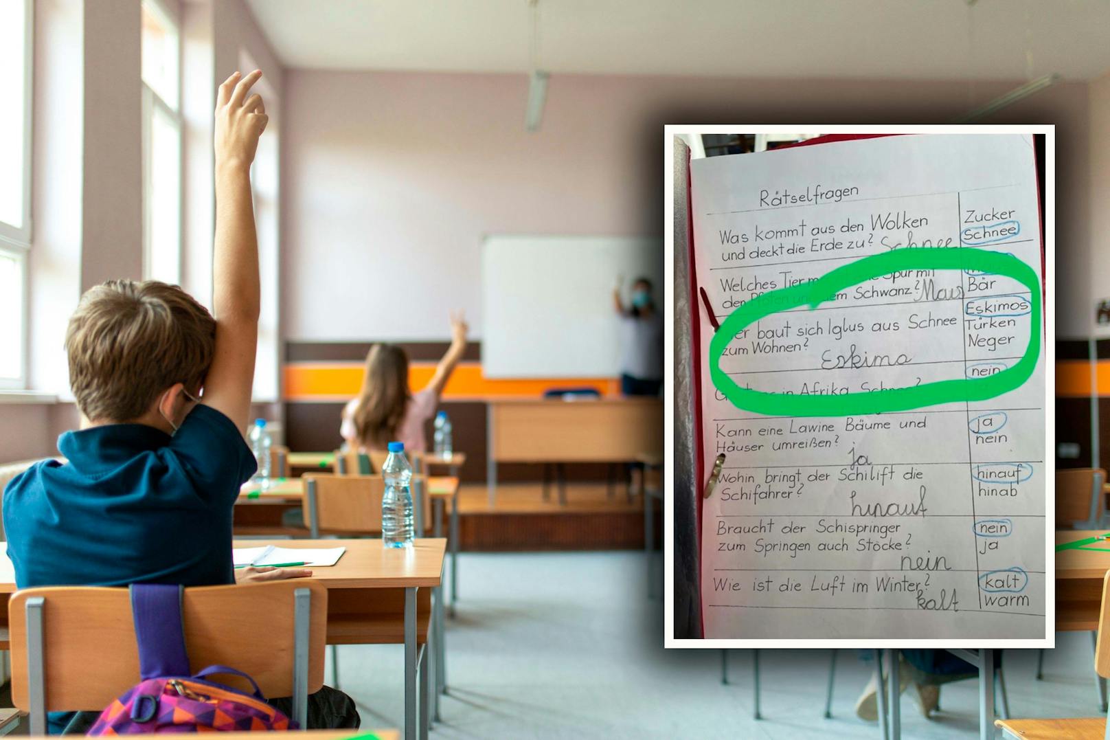 In einer Kärntner Volksschule wurde dieses diskriminierende Arbeitsblatt verwendet. Die Lehrerin entschuldigte sich dafür.