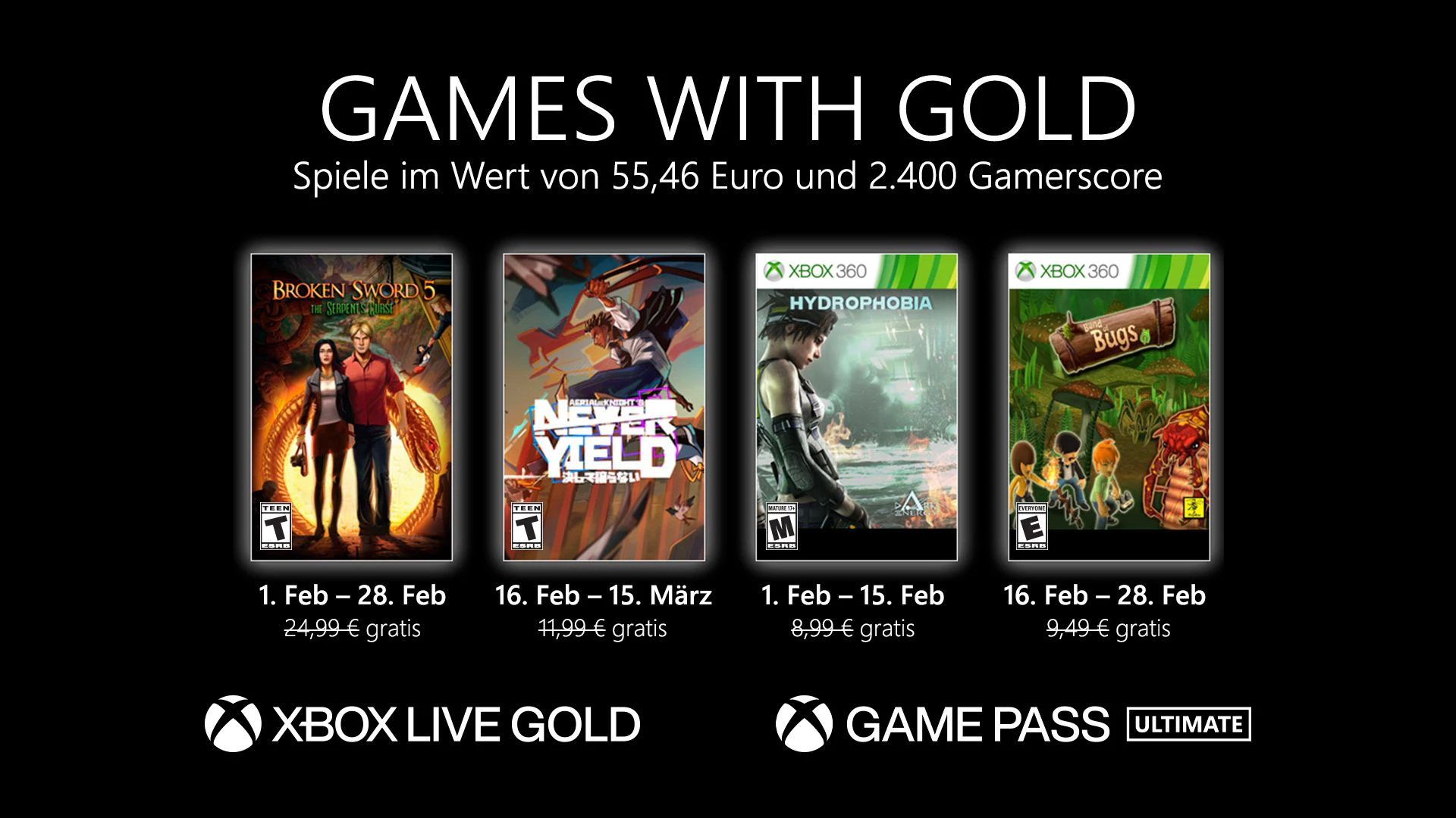 Games with Gold: Diese Spiele gibt es im Februar gratis.