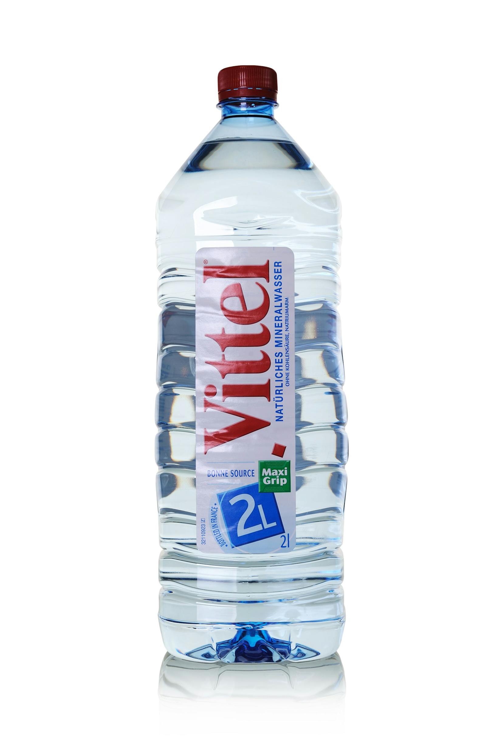 Eine 2 Liter Mineralwasserflasche von Vittel.&nbsp;
