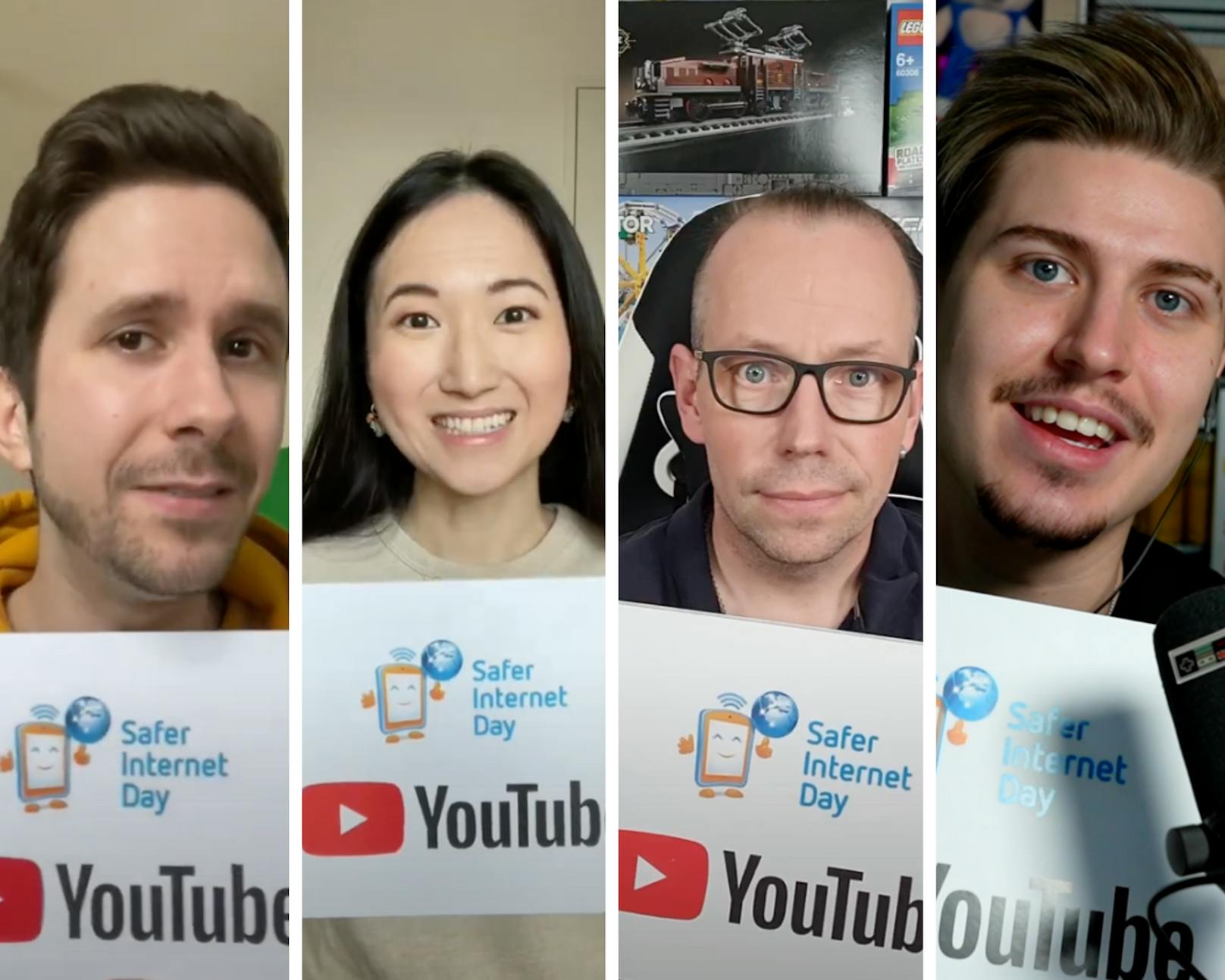 Top-YouTuber geben Tipps für Online-Sicherheit, v.l.n.r. Peter Eftimov, Joanna Zhou, Holger Wennmann, René Wurz  