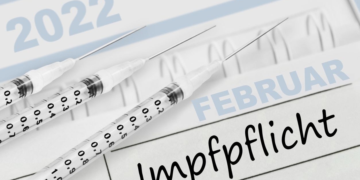 German calendar 2022  February and Corona Compulsory Vaccination with 3 injections