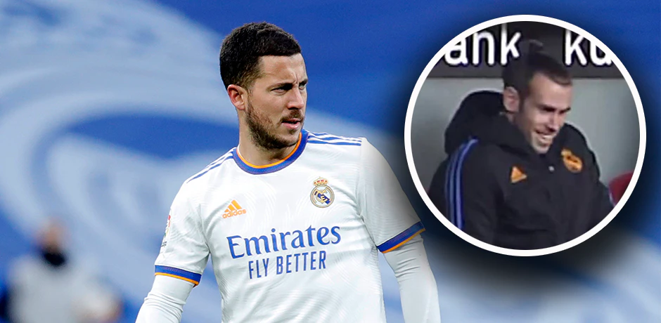 Gareth Bale macht sich über Eden Hazard lustig. 