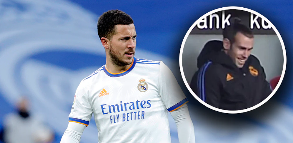 Gareth Bale macht sich über Eden Hazard lustig. 