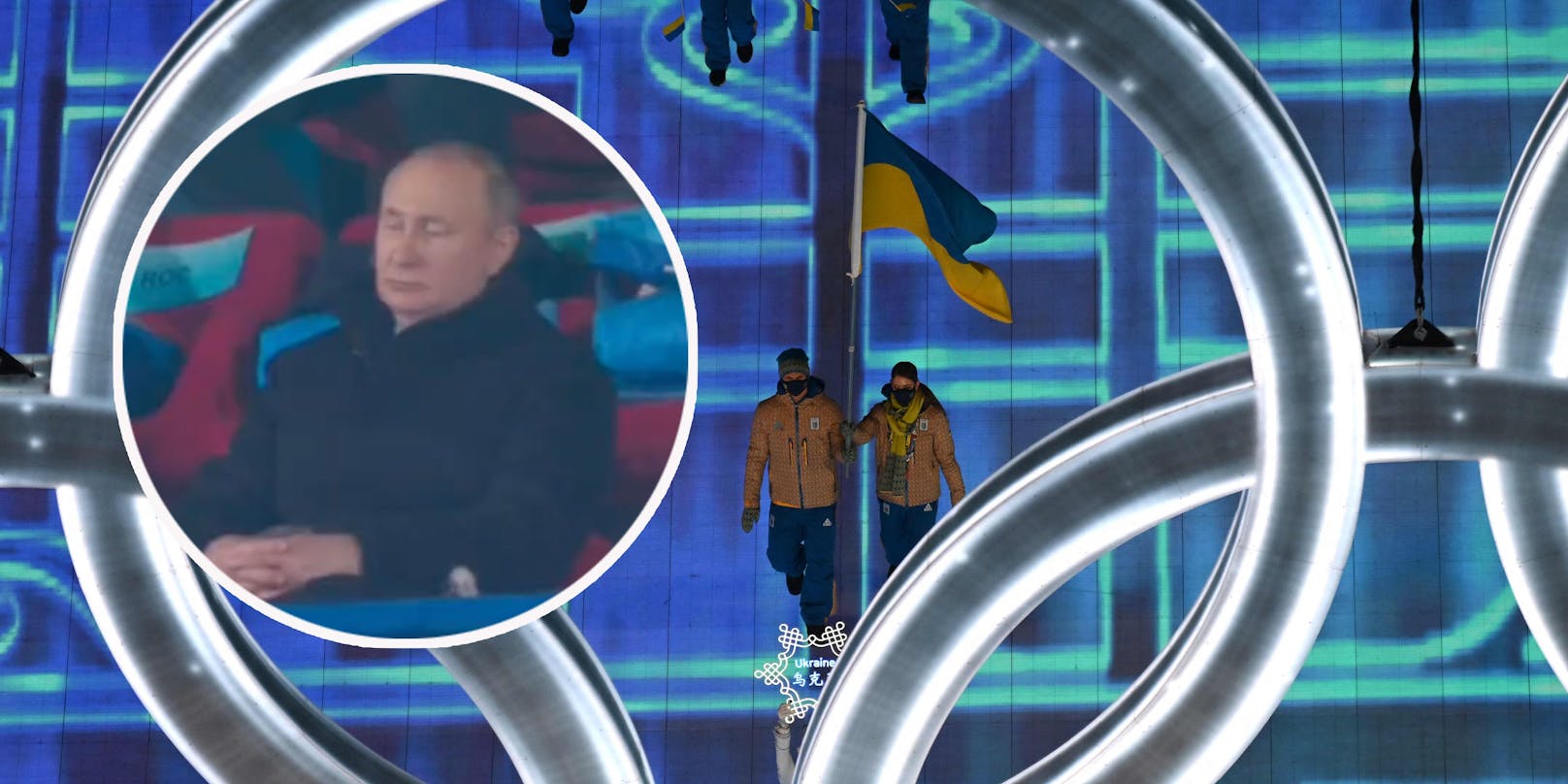 Ein Video zeigt den scheinbar schlafenden Russland-Präsidenten Wladimir Putin beim Olympia-Einzug der Ukraine.
