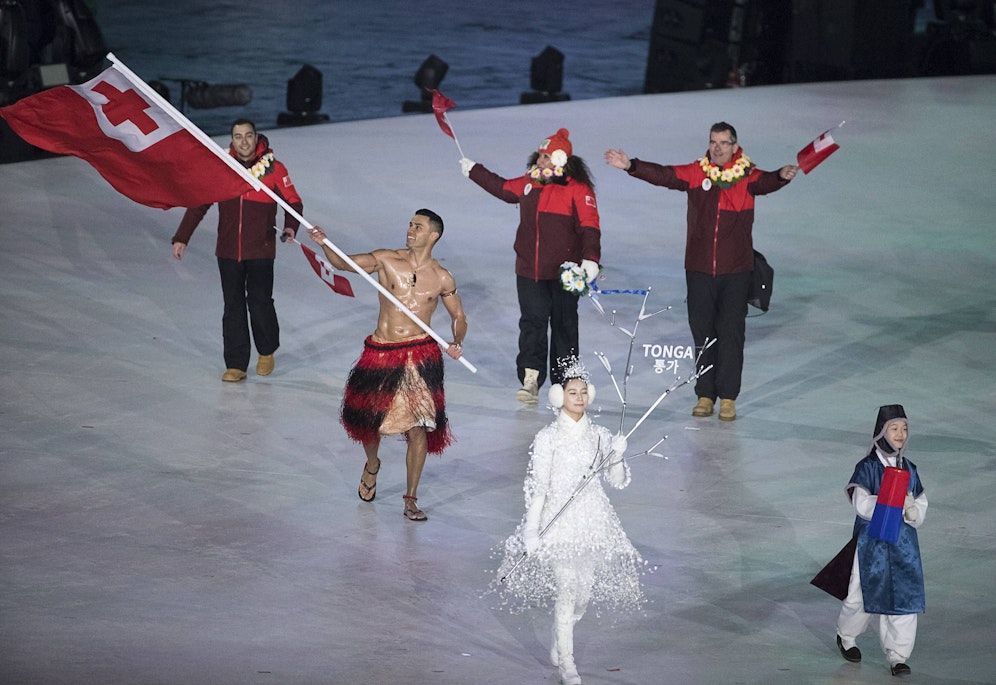 Pita Taufatofua in Pyeongchang. 