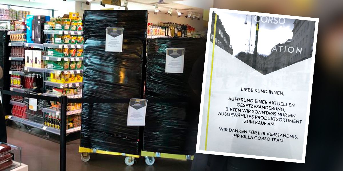 Am Sonntag sind beim Billa Corso nicht alle Produkte verfügbar.
