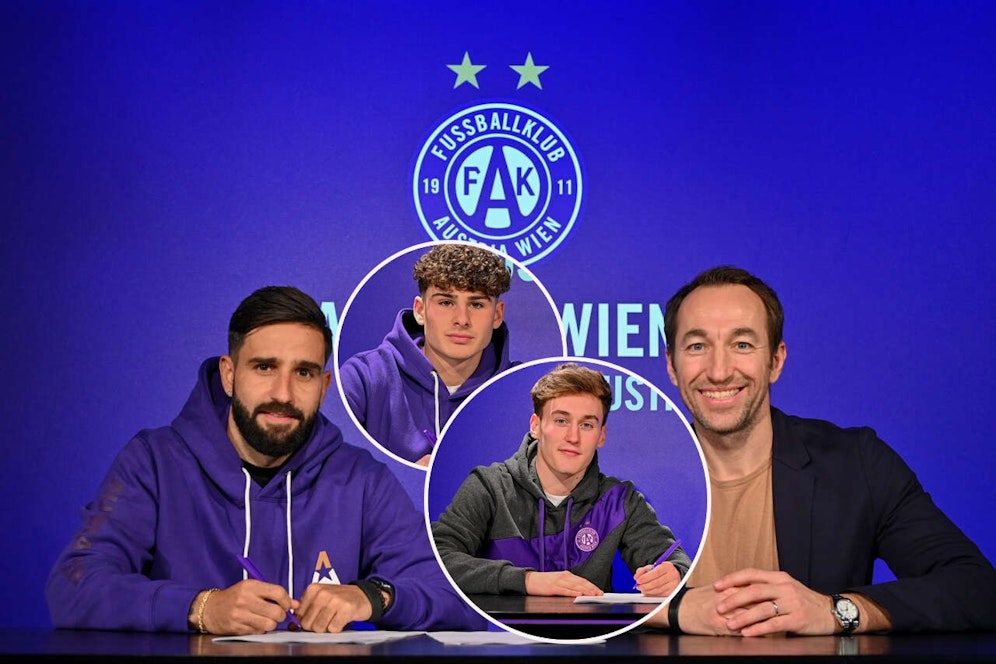 Galvao (l.), Coco und Pecar unterschrieben bei der Austria.