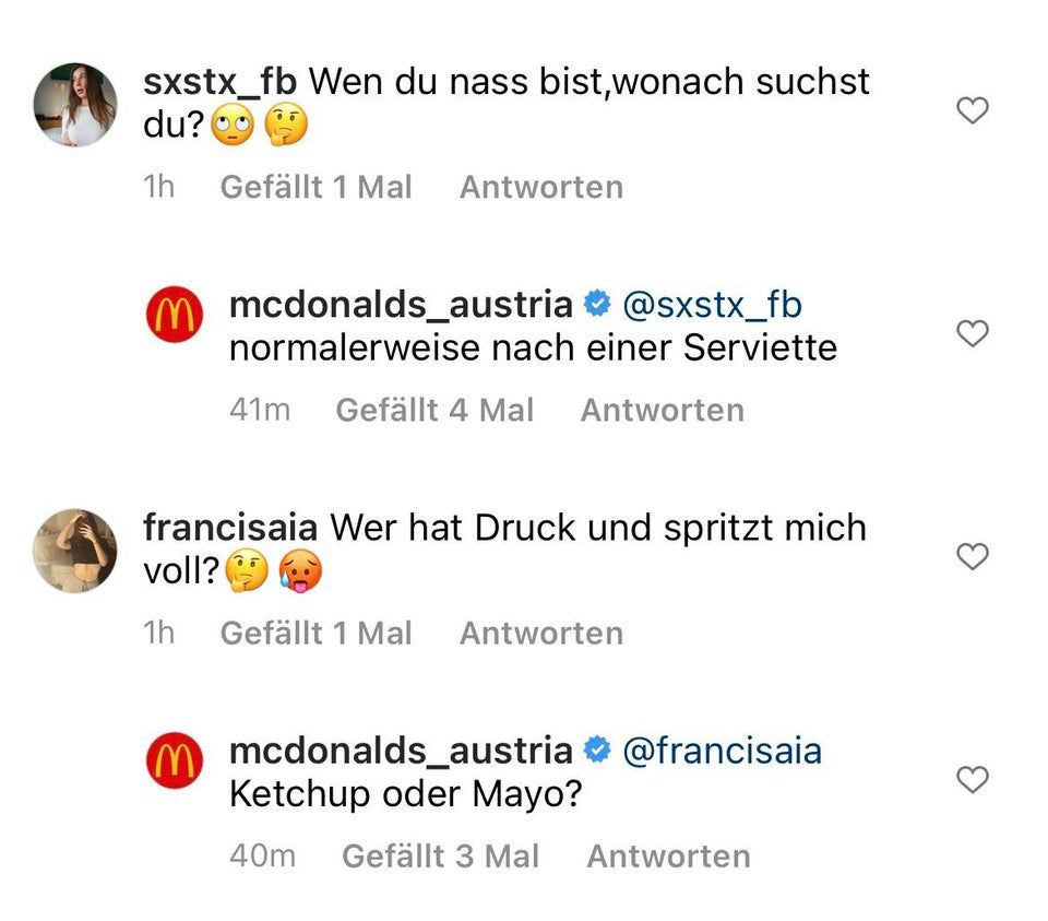 So reagierte McDonald's auf Kommentare.