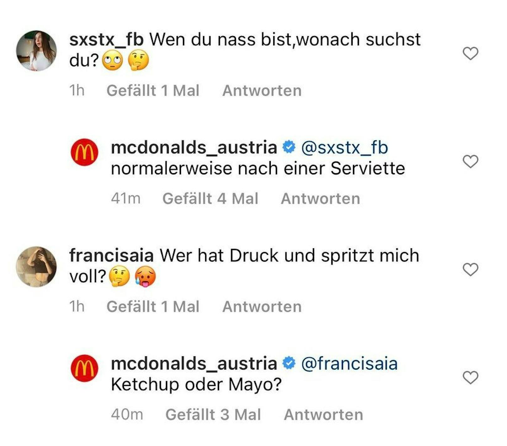 So reagierte McDonald's auf Kommentare.